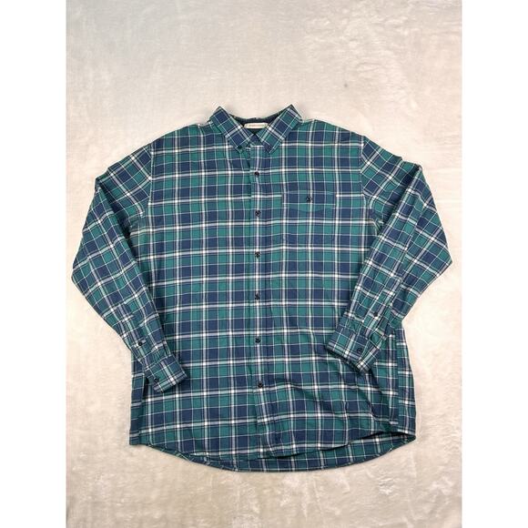 LL Bean Flannel Shirt Men's Sz XL Green Scotch Plaid Slightly Fitted Lumberjack - Picture 1 of 6
